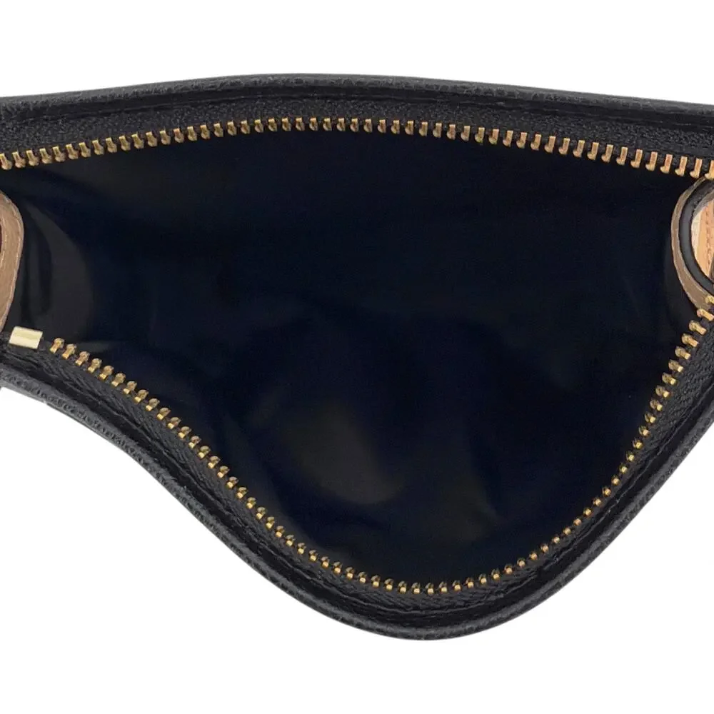MARC JACOBS The Grind Leather Cosmetic Pouch in Smoked Almond Multi